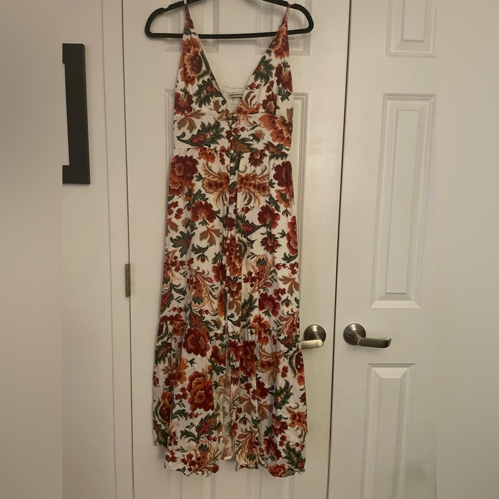 Abercrombie & Fitch Floral Midi Dress - Red and Green